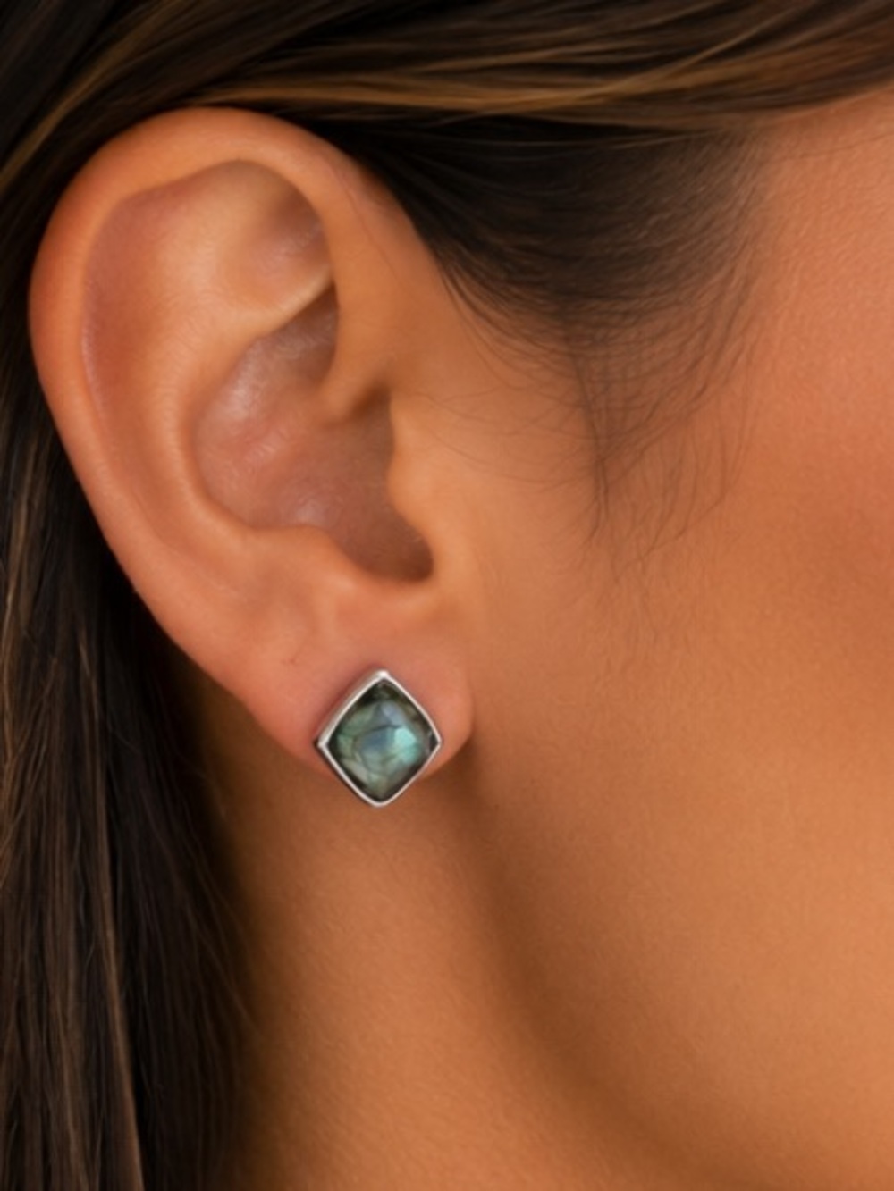 NEW - Silver & Labradorite Stud Earrings - Stone of Transformation & Intuition